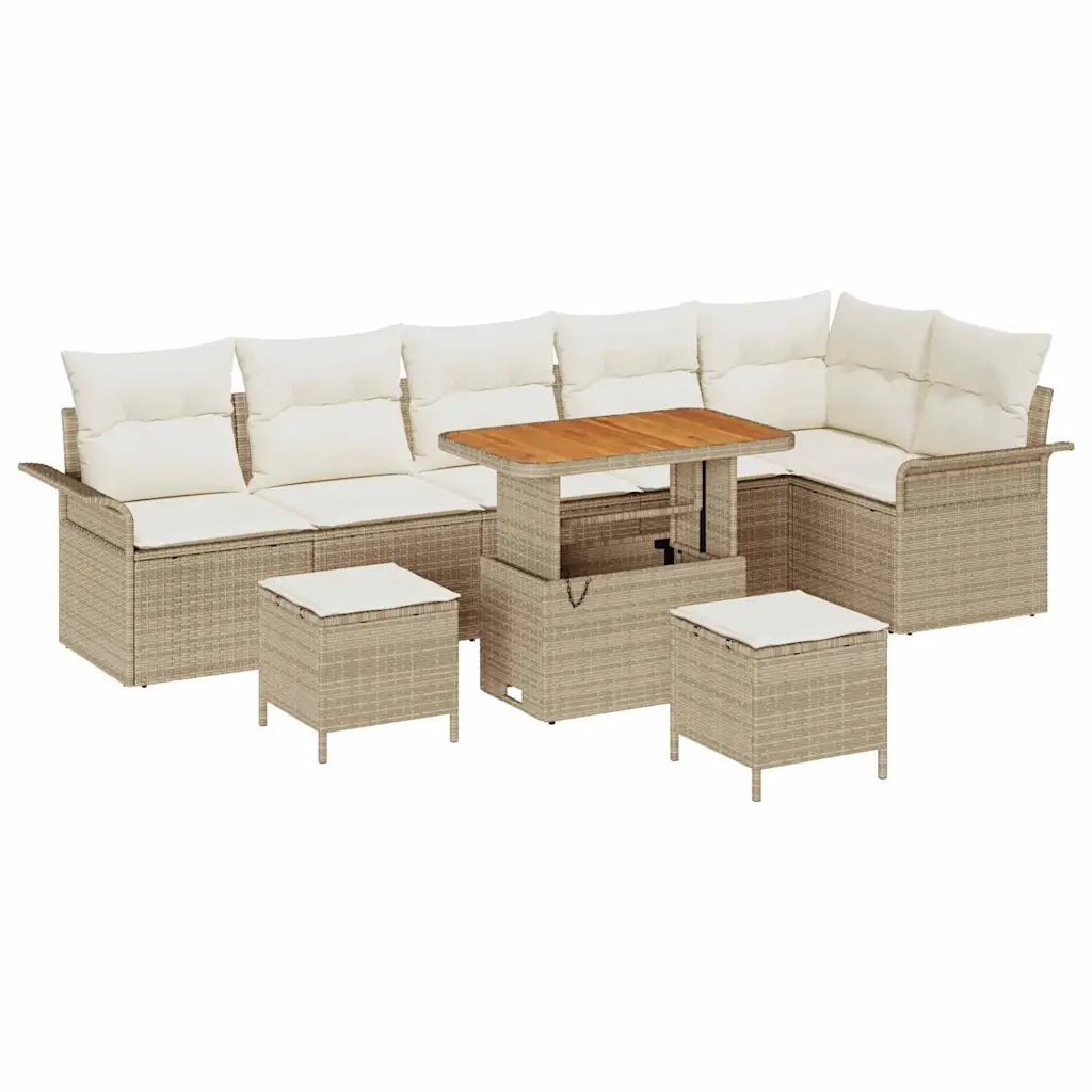 Set Divano da Giardino con cuscino 9 pcs Beige e Crema 3364106