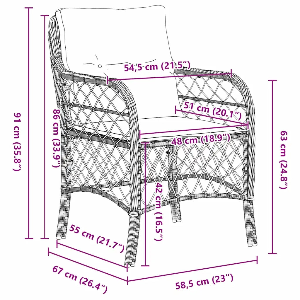 Set da Pranzo per Giardino 9 pcs Grigio chiaro polyrattan 3380245