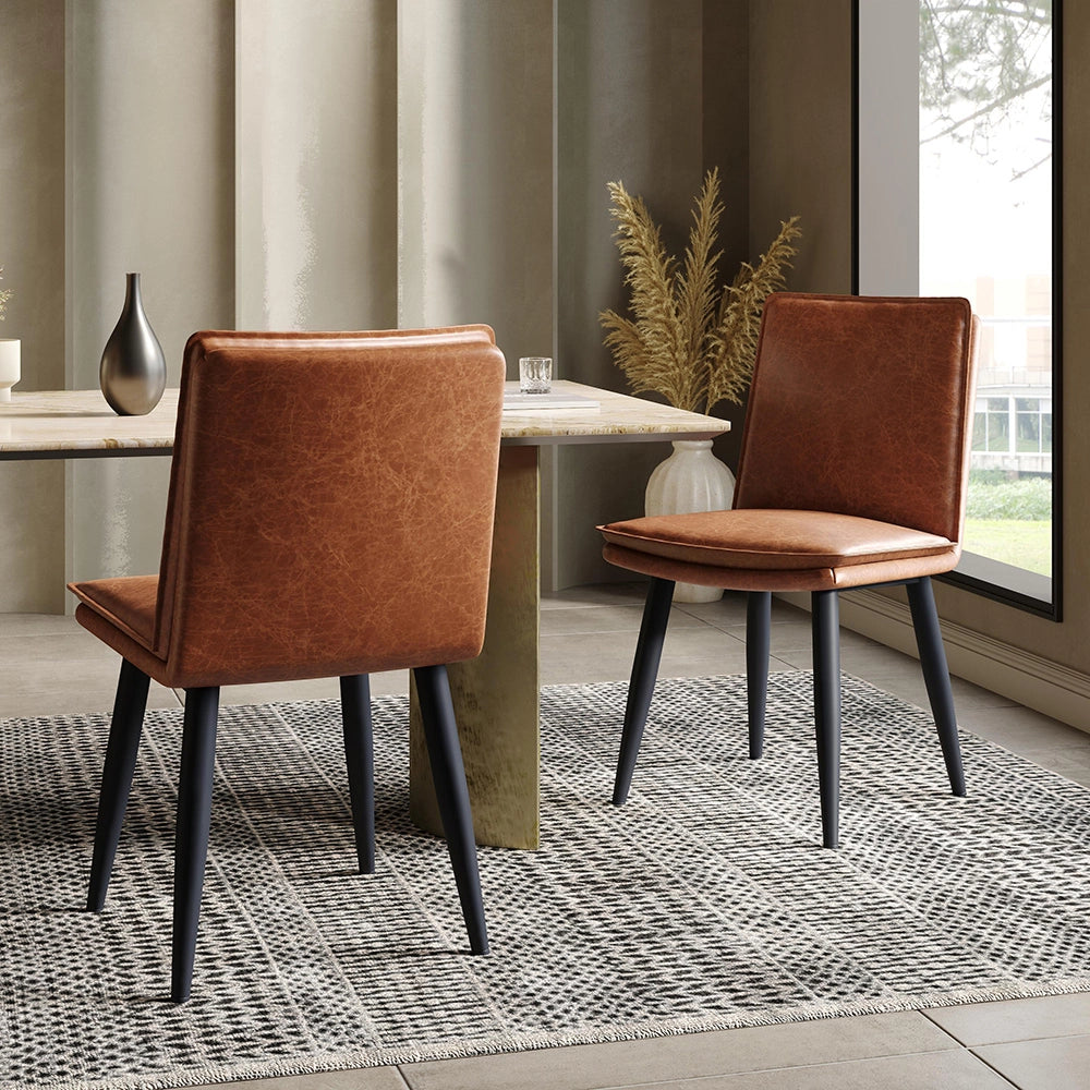 Set 2 sedie da pranzo - Xylo - PU marrone con doppio cuscino