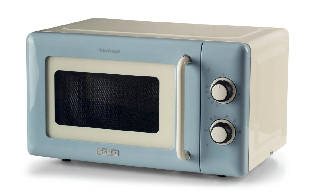 Ariete linea vintage 3960 forno a microonde vintage, 800w, capacità 20l, 3 funzioni, 6 livelli di cottura, timer, celeste - 8003705124011