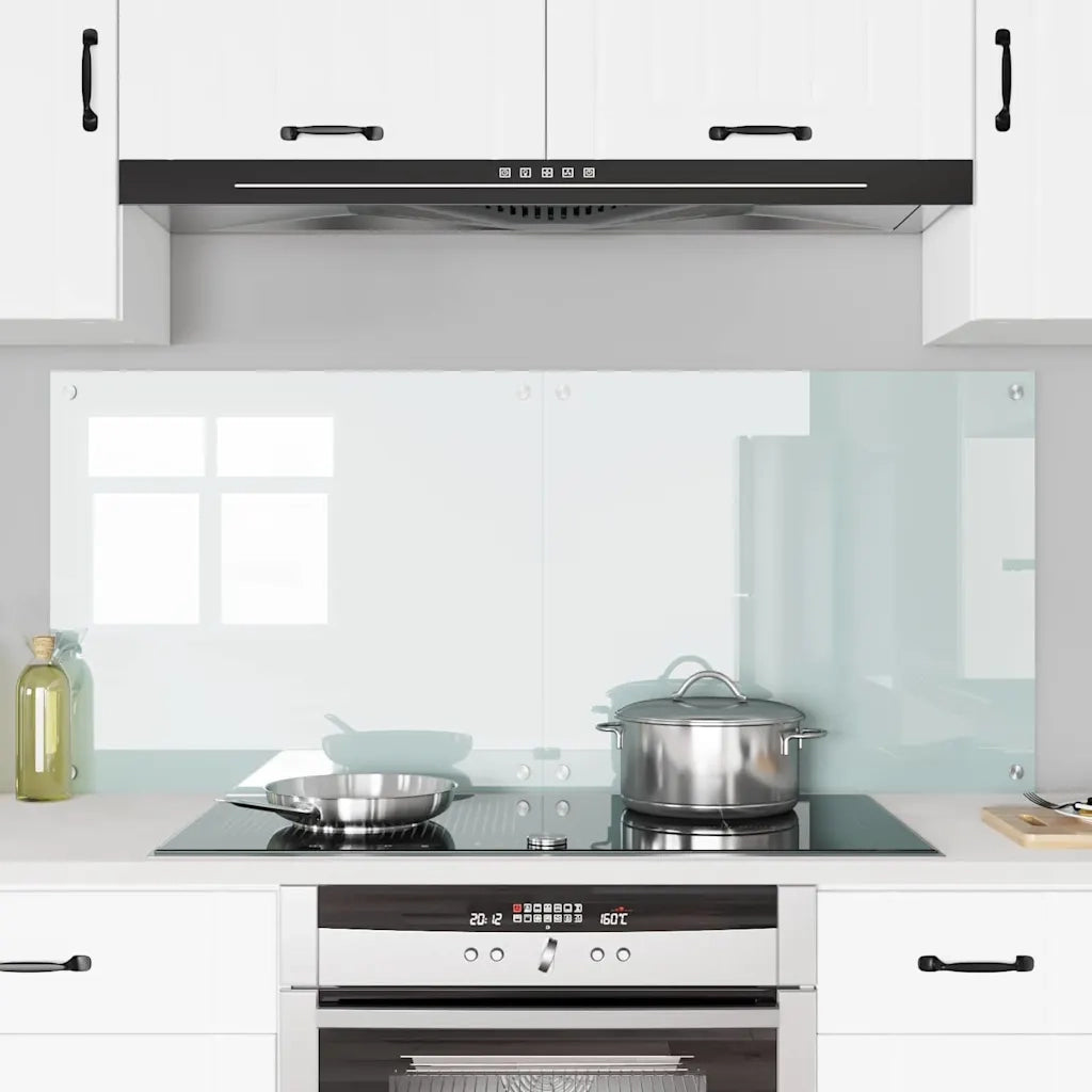Rivestimento da Cucina 2 pz-Set di 2 Paraschizzi per Cucina Bianco 70 x 60 cm vetro temperato