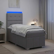 Letto Box Spring LED con Materasso Grigio Chiaro 90 x 190 cm 3455698