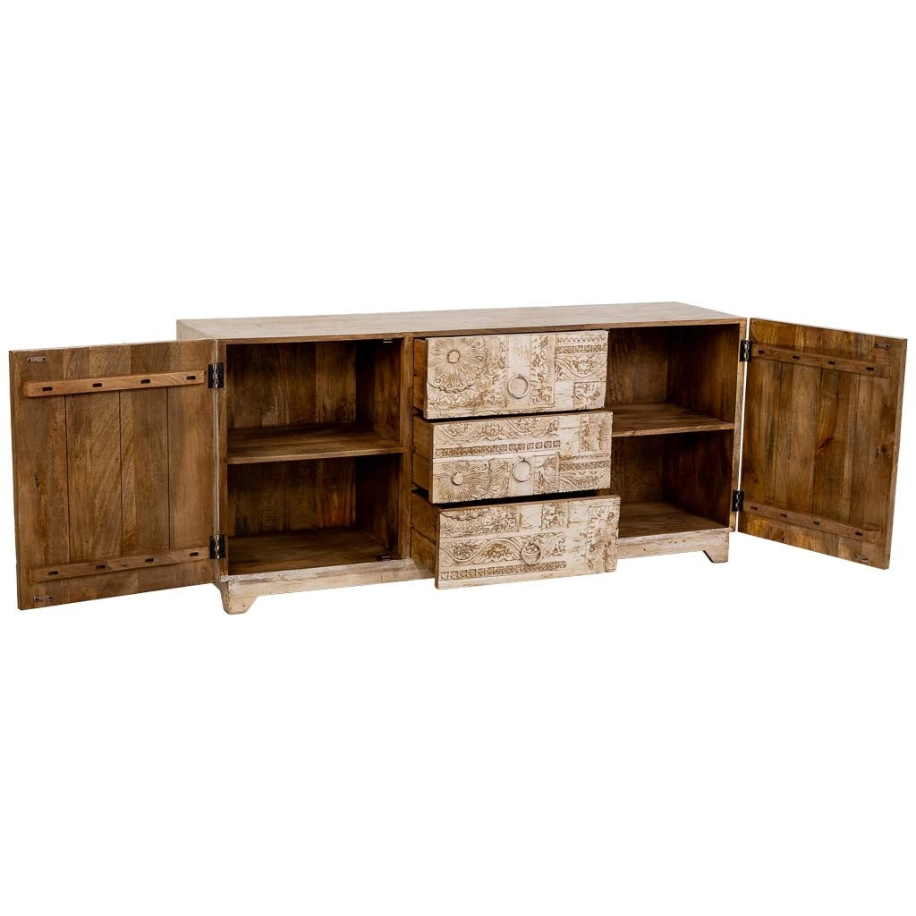 Credenza in legno bianco 165x45x76h cm