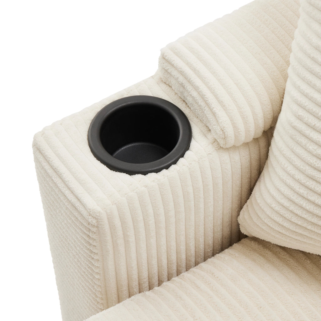 Divano Angolare 3 Posti con Poggiapiedi e Cuscini ¨C Xylo ¨C Beige