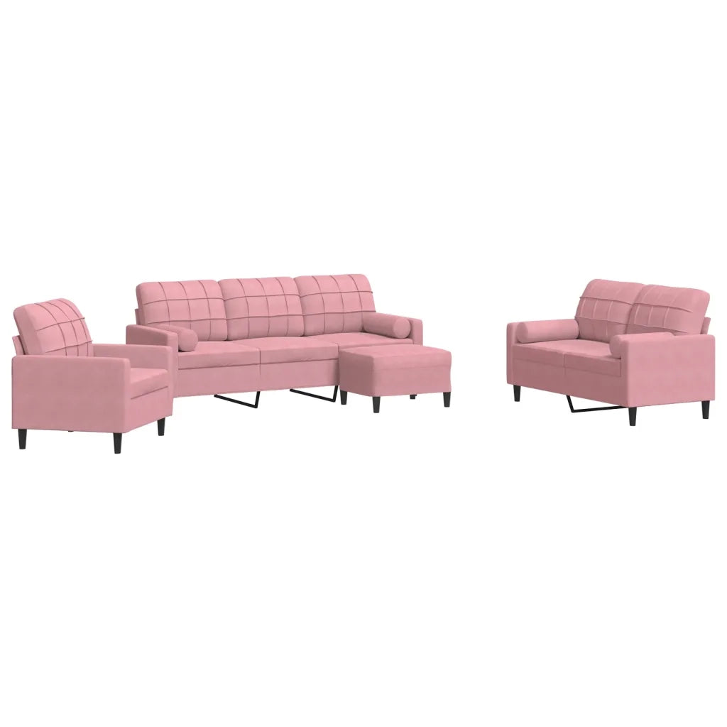Set di Divani 4 pz con Cuscini e Rinforzi rosa in Velluto 3278384