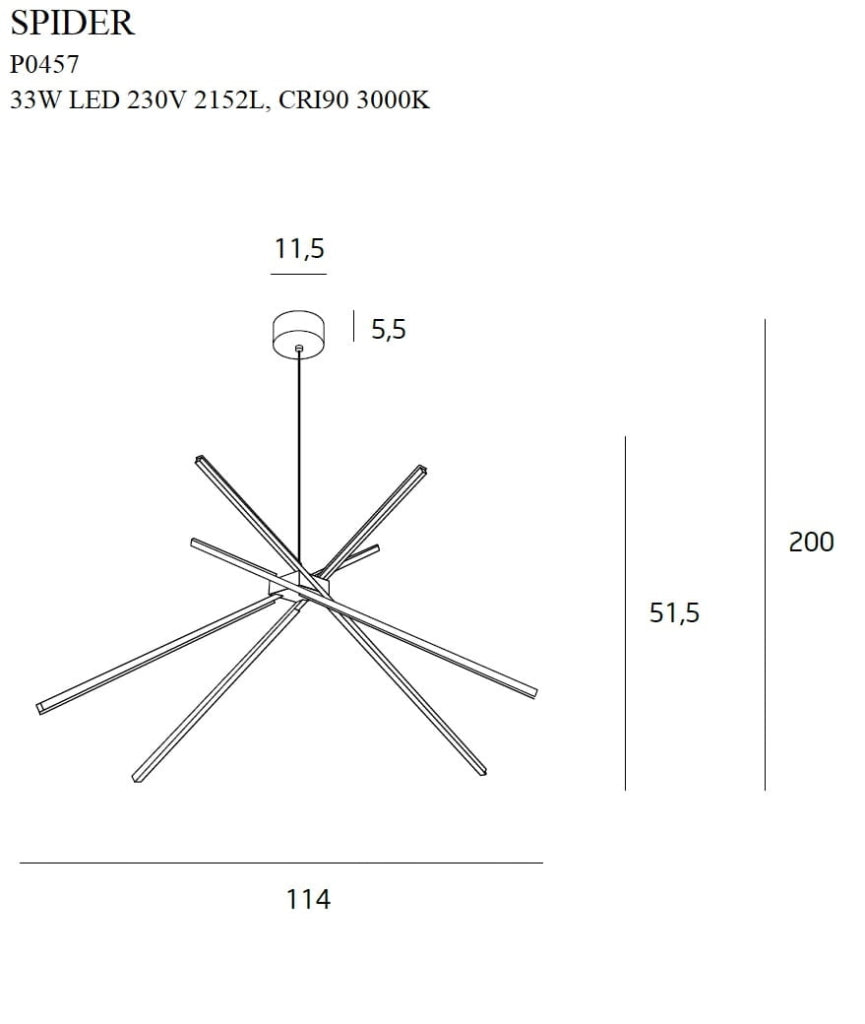 Lampada a sospensione Spider oro moderna LED 33W Maxlight