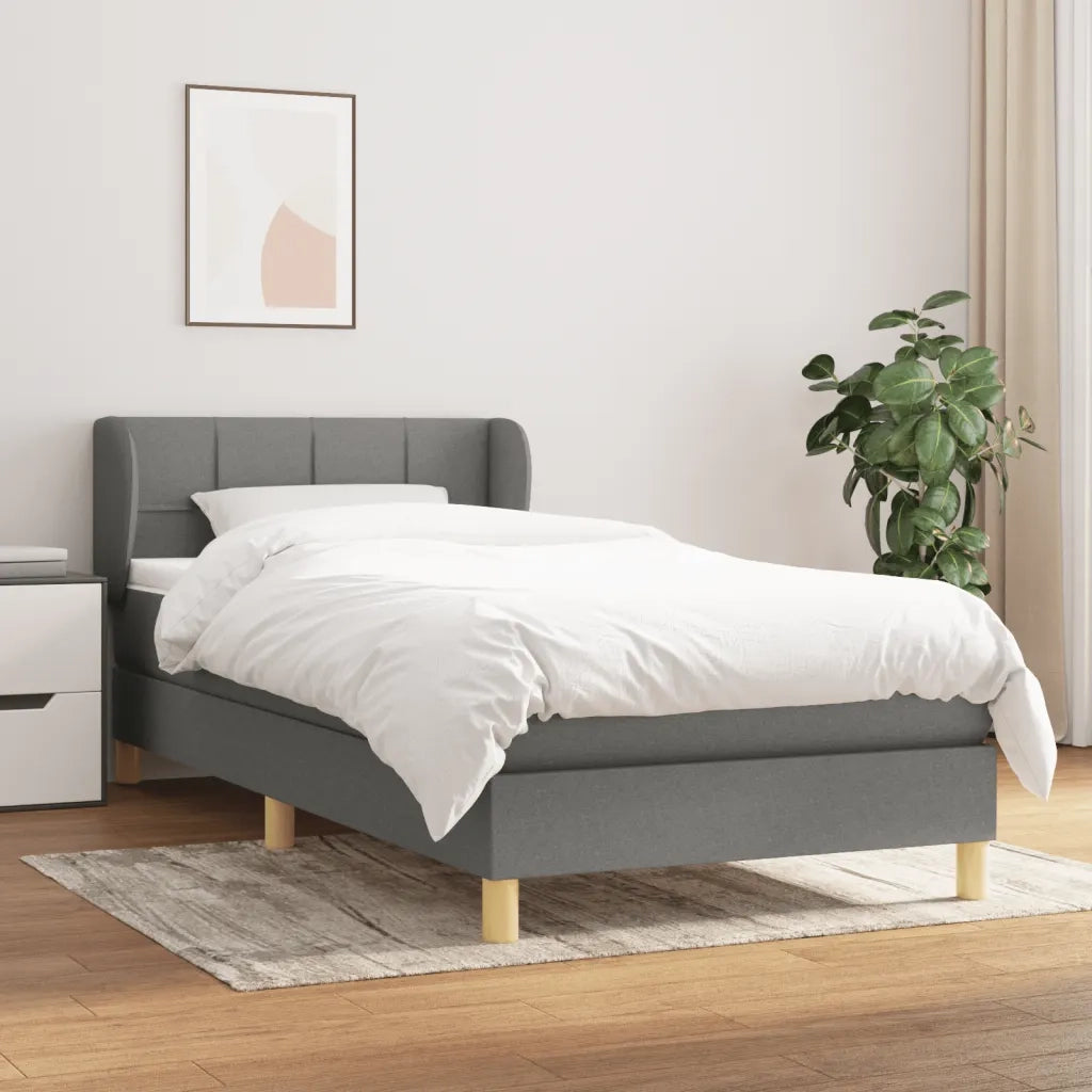 Giroletto a Molle con Materasso-Struttura Letto Grigio Scuro 90x190 cm Tessuto 701405