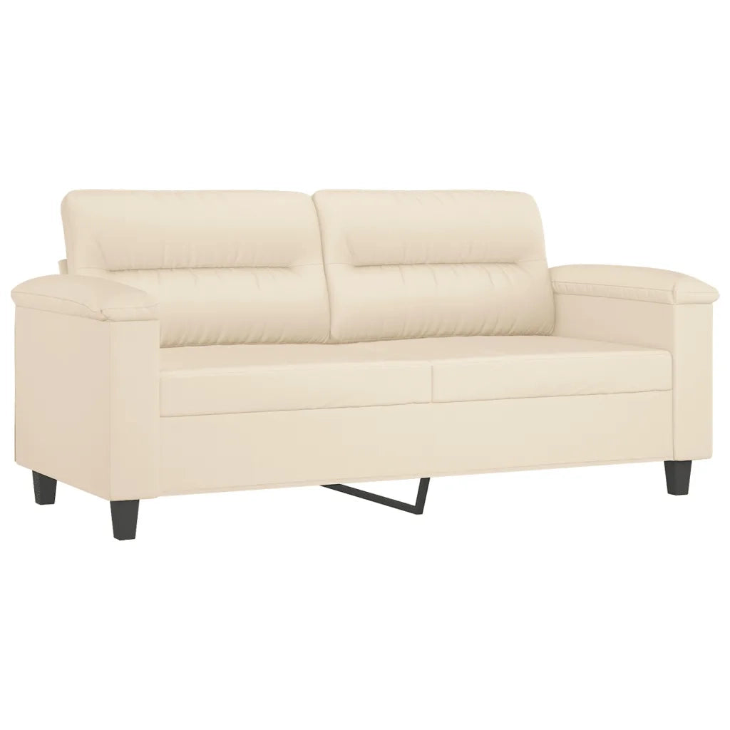Set Divani 3 pz con Cuscini Beige in Tessuto Microfibra 3202325