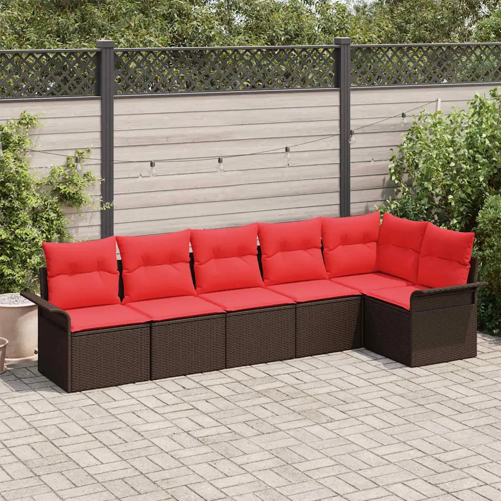 Set Divano da Giardino con cuscino 6 pcs Marrone polyrattan 3345384