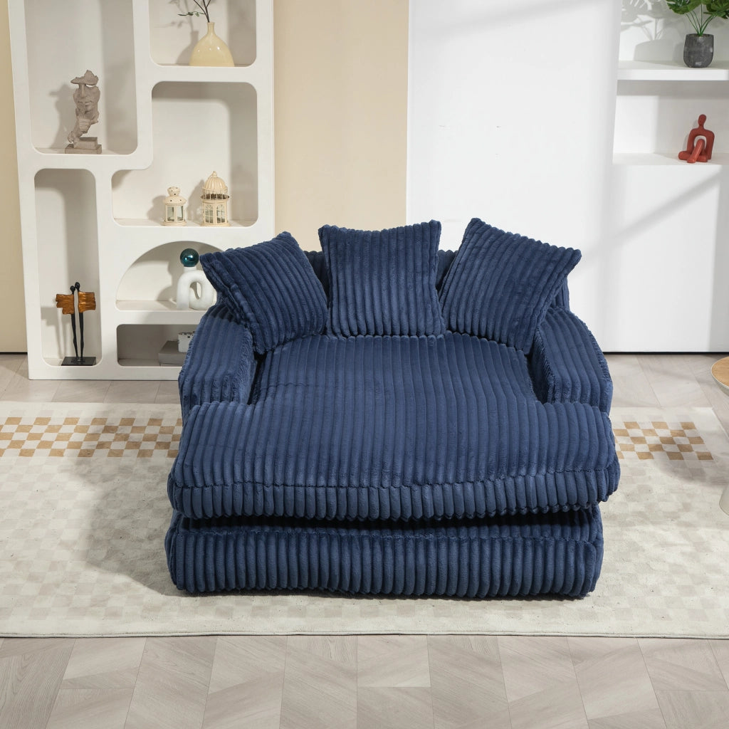 Divano letto moderno - Zephmum- 3 cuscini morbidi blu marino