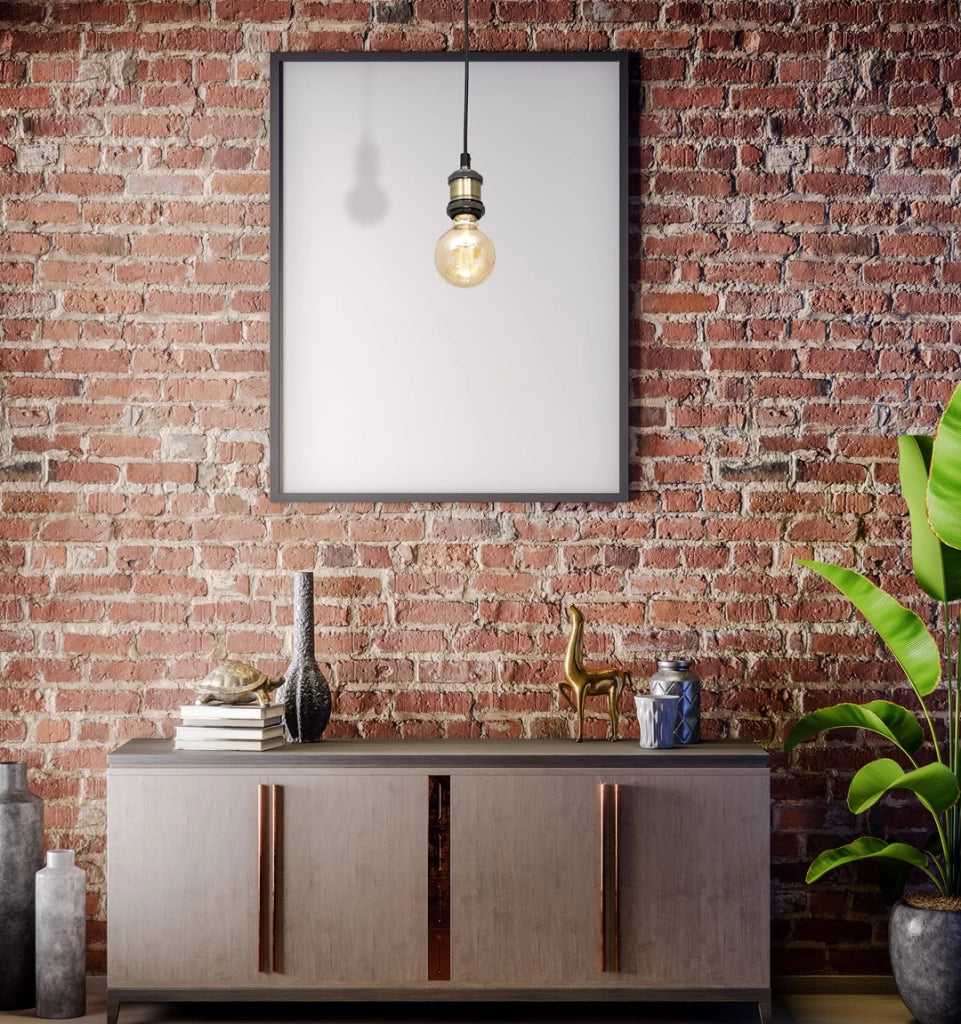 Lampada a sospensione industriale nera ottone E27 60W Milagro