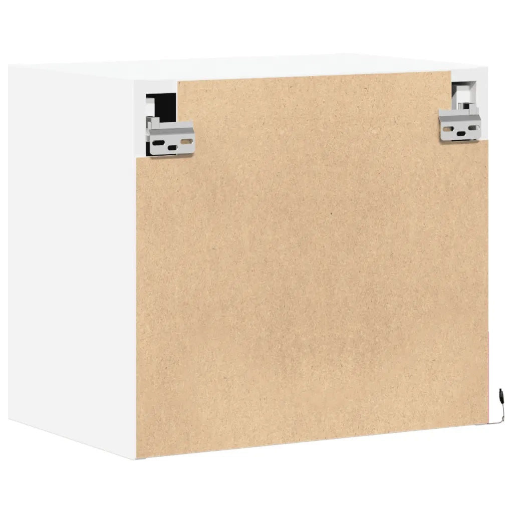 Comodini a Parete con Luci LED 2 pz Bianchi 852076