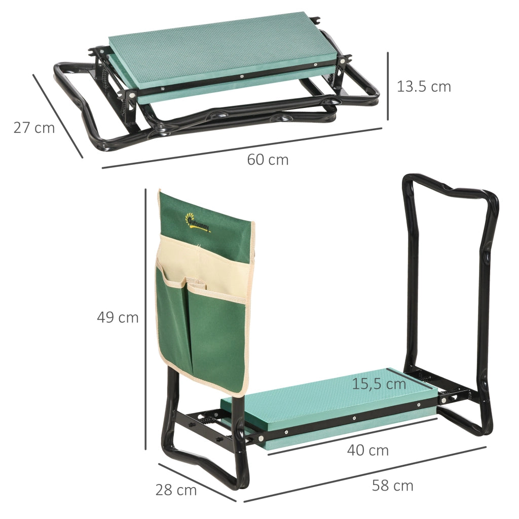 Sgabello da Giardino Pieghevole con Cuscino ¨C zephmum ¨C Verde Nero