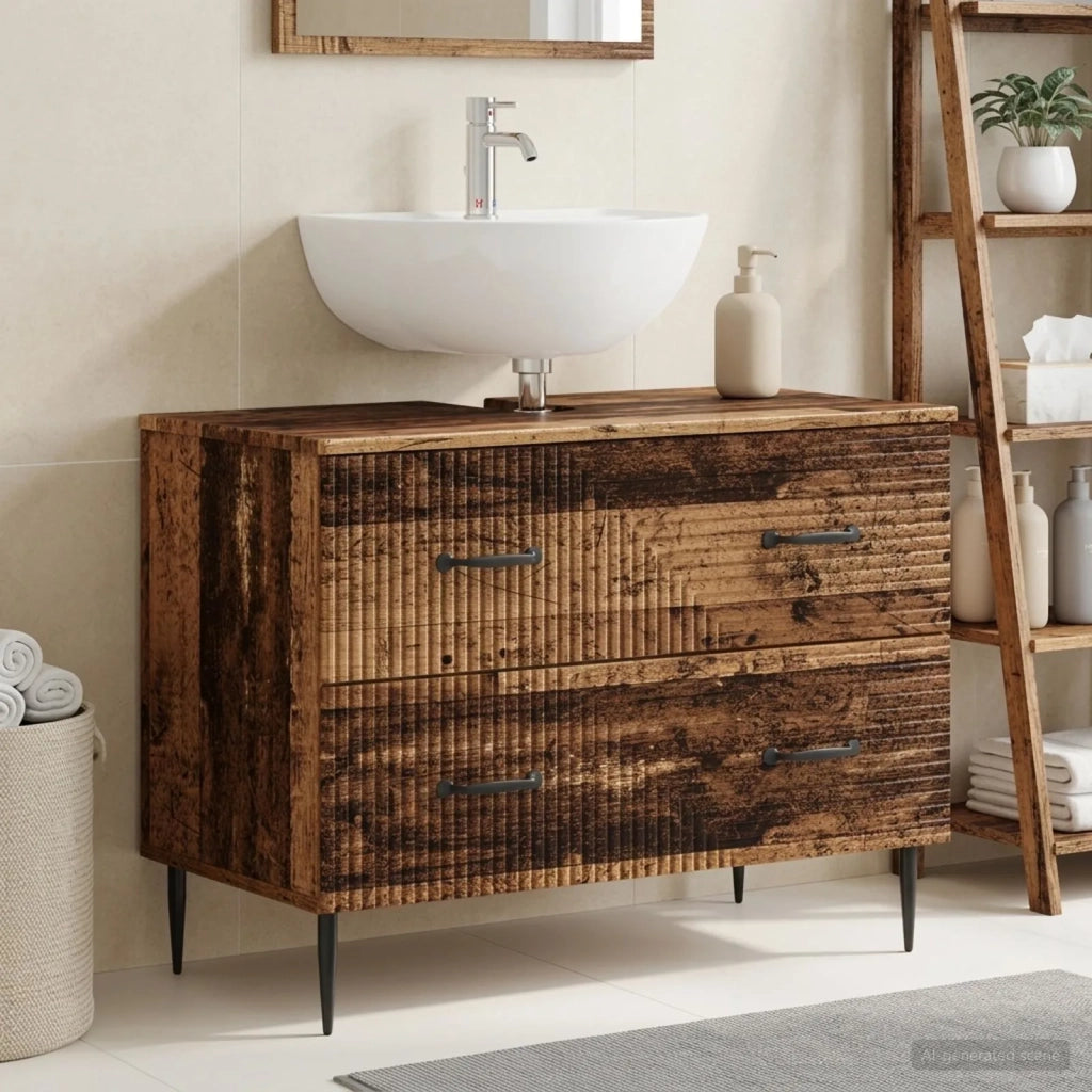 Armadio per Lavabo da Bagno HAARLEM Legno antico 896803