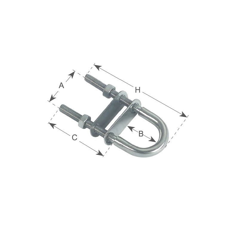 CAVALLOTTO INOX 316 Ø MM.5 U BOLTS AISI 316 M8 H 100MM.
