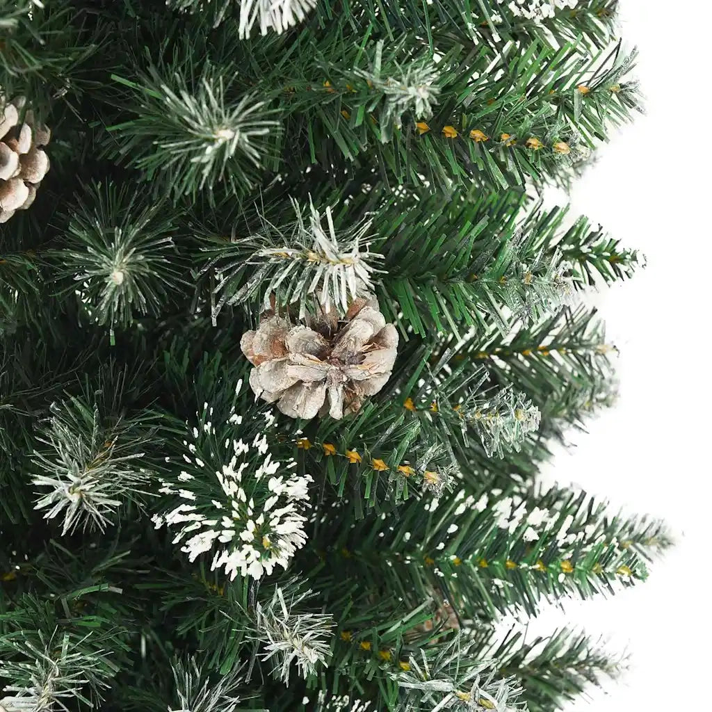 Albero di Natale | Decorazioni natalizie Artificiale Sottile Verde e Bianco 210 cm