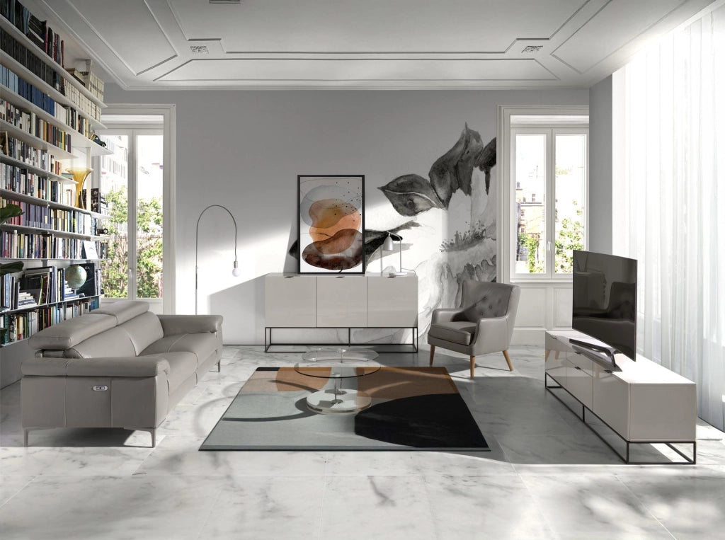 Poltrona Chester in pelle grigio scuro
