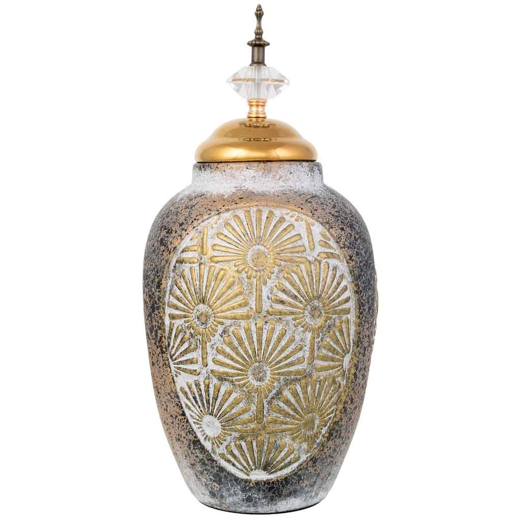 Vaso in ceramica dorata, D17,5x36h cm