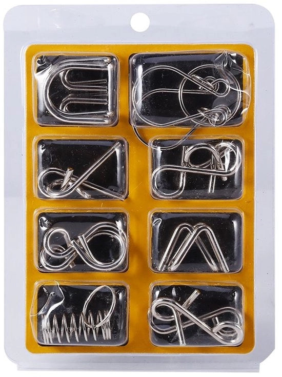 Set di Giochi Intellettivi 8 pezzi con Filo Metallico - Test di Intelligenza, Problemi da Risolvere e Puzzoli per Adulti e Bambini
