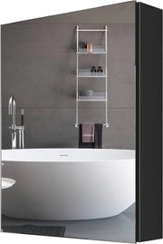 Specchio Bagno in Alluminio Nero 500x650mm con Cornice in Alluminio