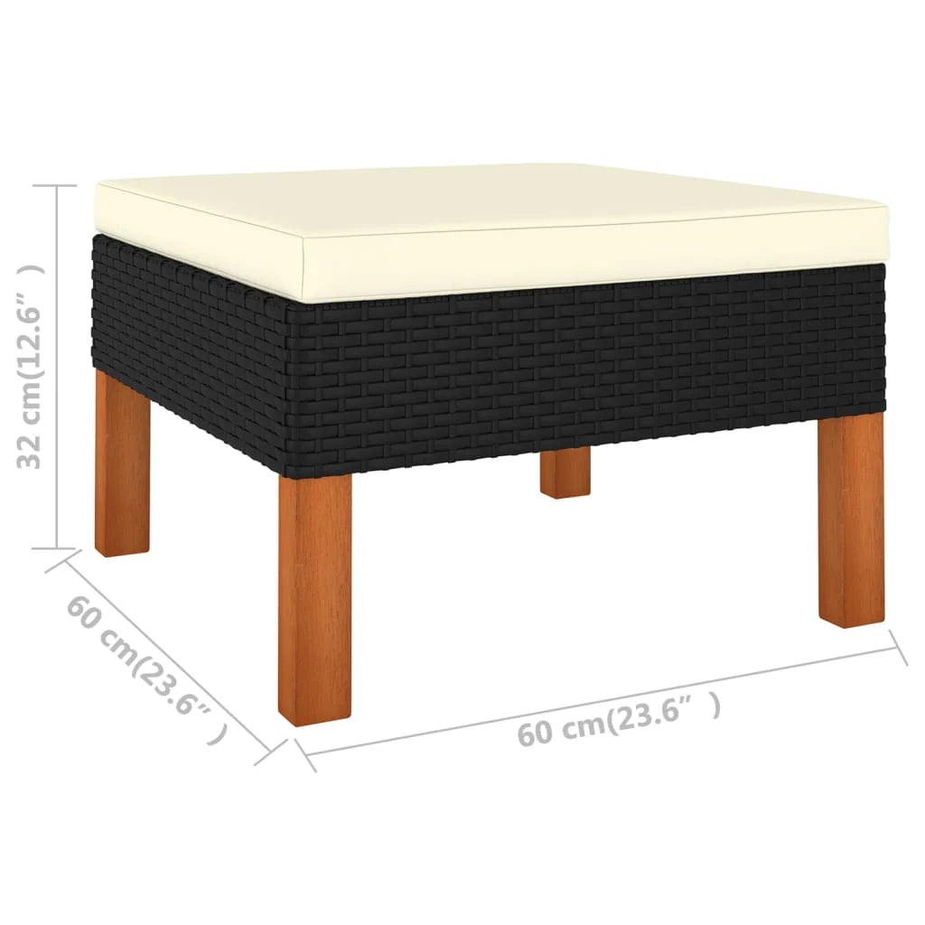 Set di mobili da giardino mobili da esterno 8 pezzi con cuscini resina intrecciata nera 02_0017737