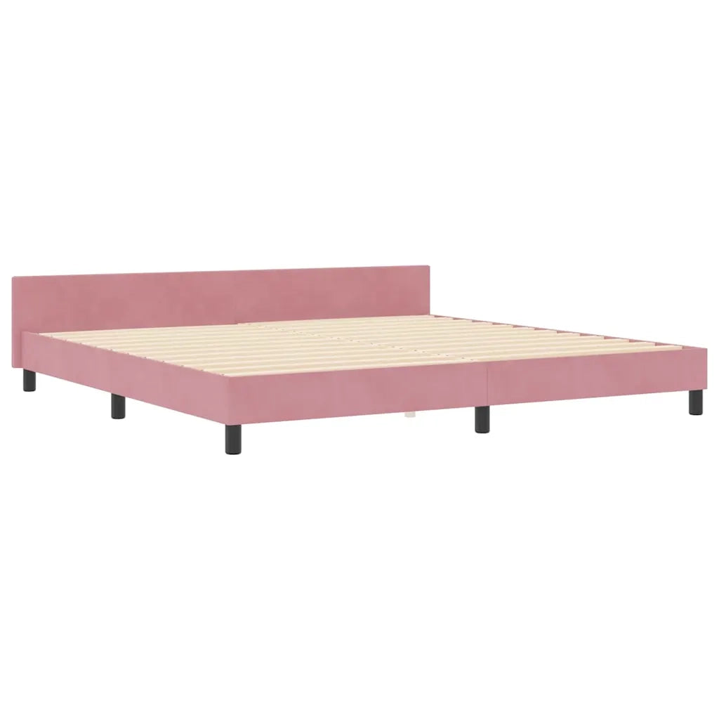 Letto a molle con testiera Rosa 200 x 200 cm Velluto 3345034