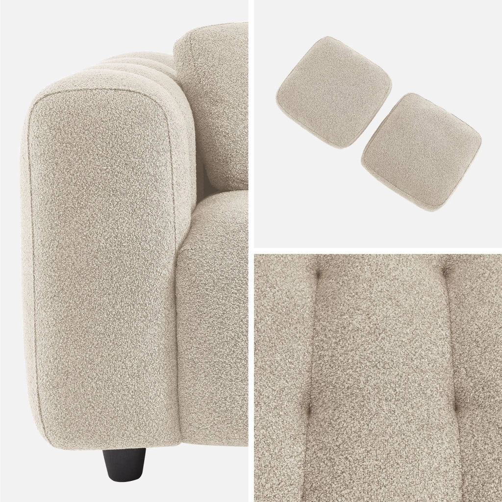 Divano in bouclé testurizzato, 2 posti, beige