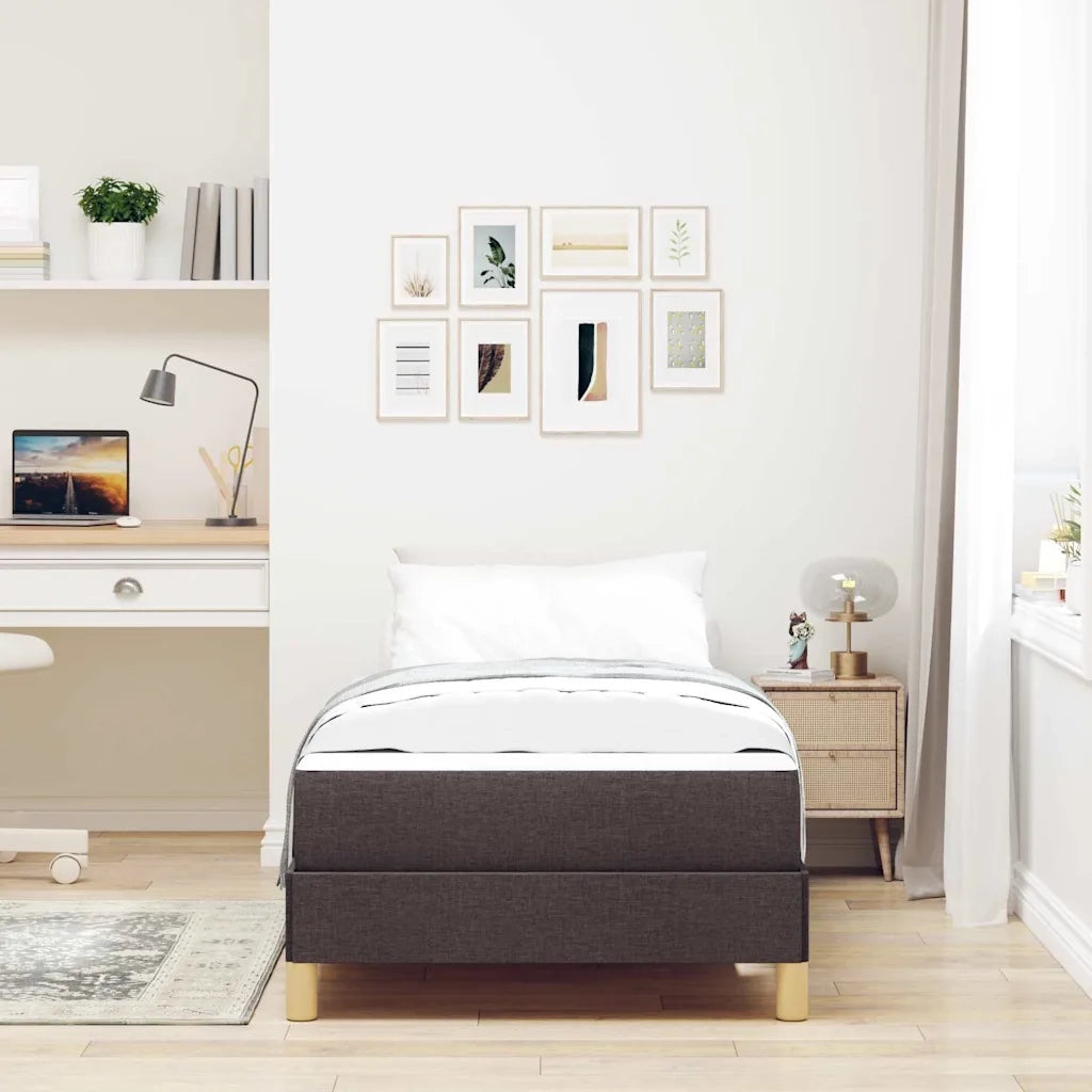 Letto a molle con materasso Marrone Scuro 90 x 190 cm Tessuto