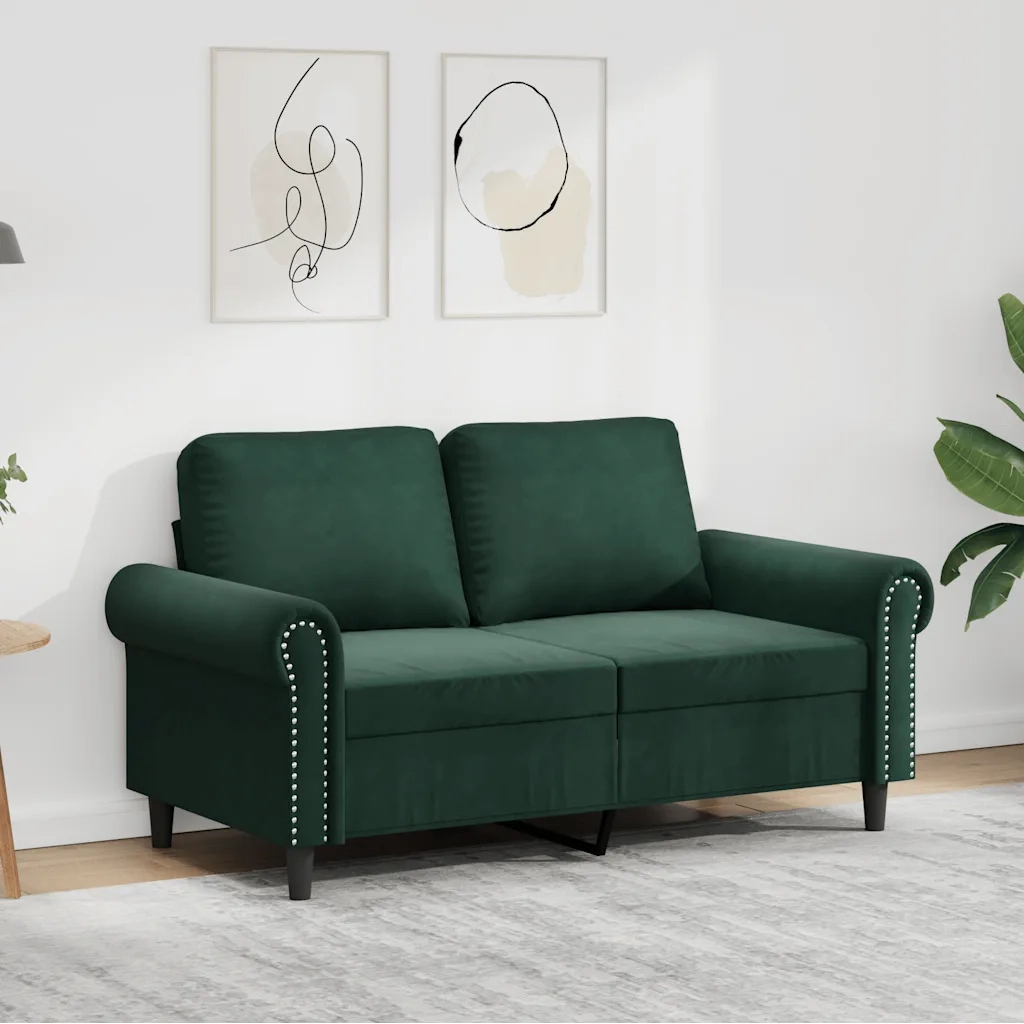 Divano a 2 Posti Verde Scuro 120 cm in Velluto 359521