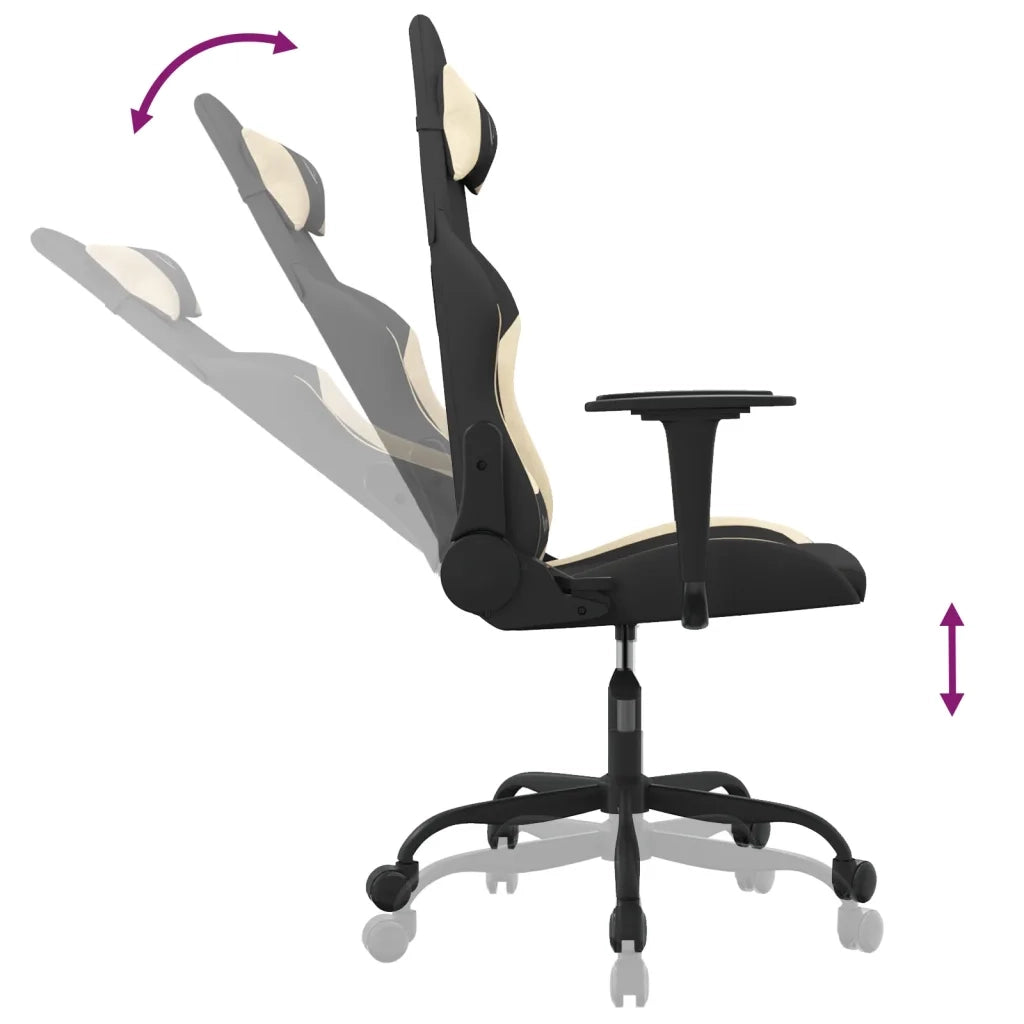 Sedia da Gaming Nero e Crema in Tessuto 3143711