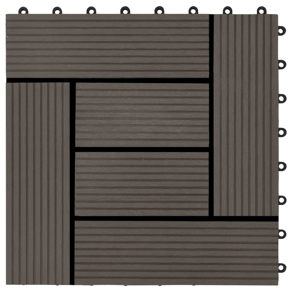 Piastrella per Decking 22 pcs Marrone Scuro 30 x 30 cm WPC 3444836