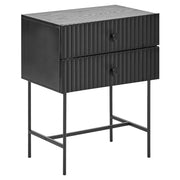 Comodino con 2 cassetti Nero stile moderno