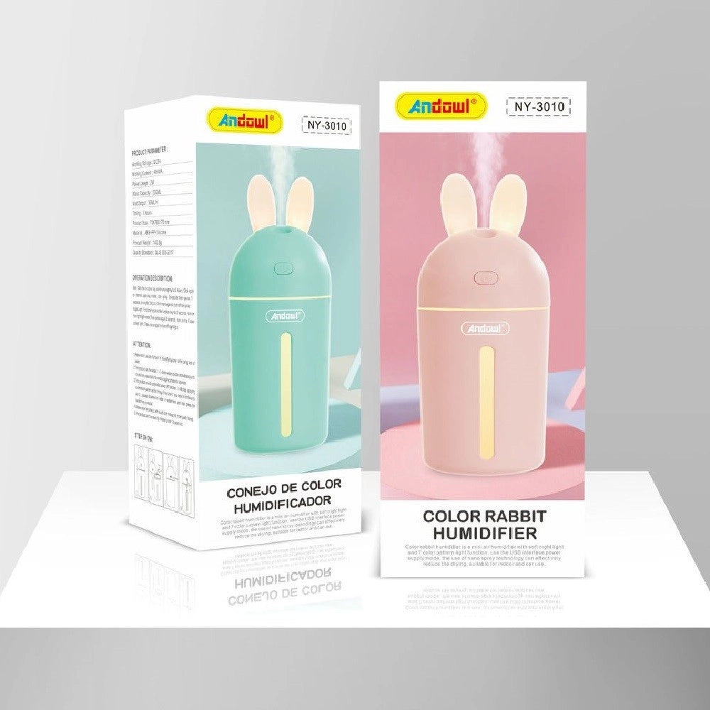 Trade Shop - Diffusore Aromi Umidificatore 35ml/h Usb Luce Notturna Auto Casa Bunny Ny-3010 -