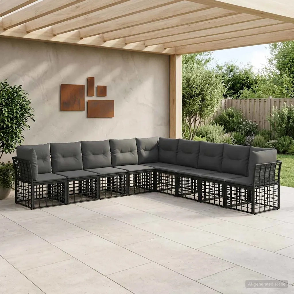 Set di divani da esterno Nero Poliestere 3437487