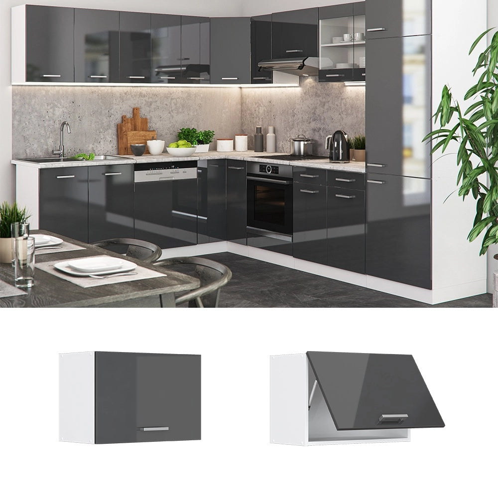 Pensile da cucina R-Line Antracite lucido/Bianco 60 cm Piatto Vicco