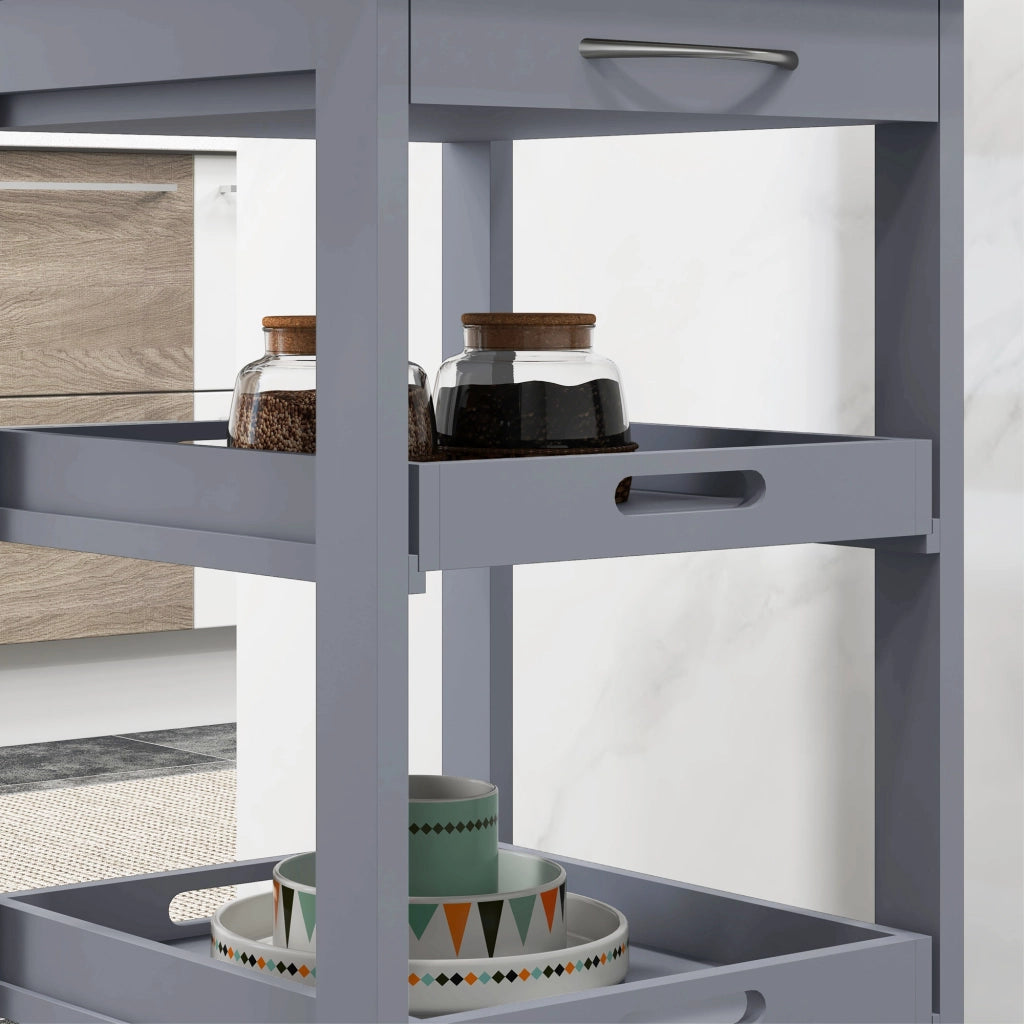 Tavolino da caff¨¨ con ruote e ripiani ¨C Minimal ¨C legno quercia chiaro