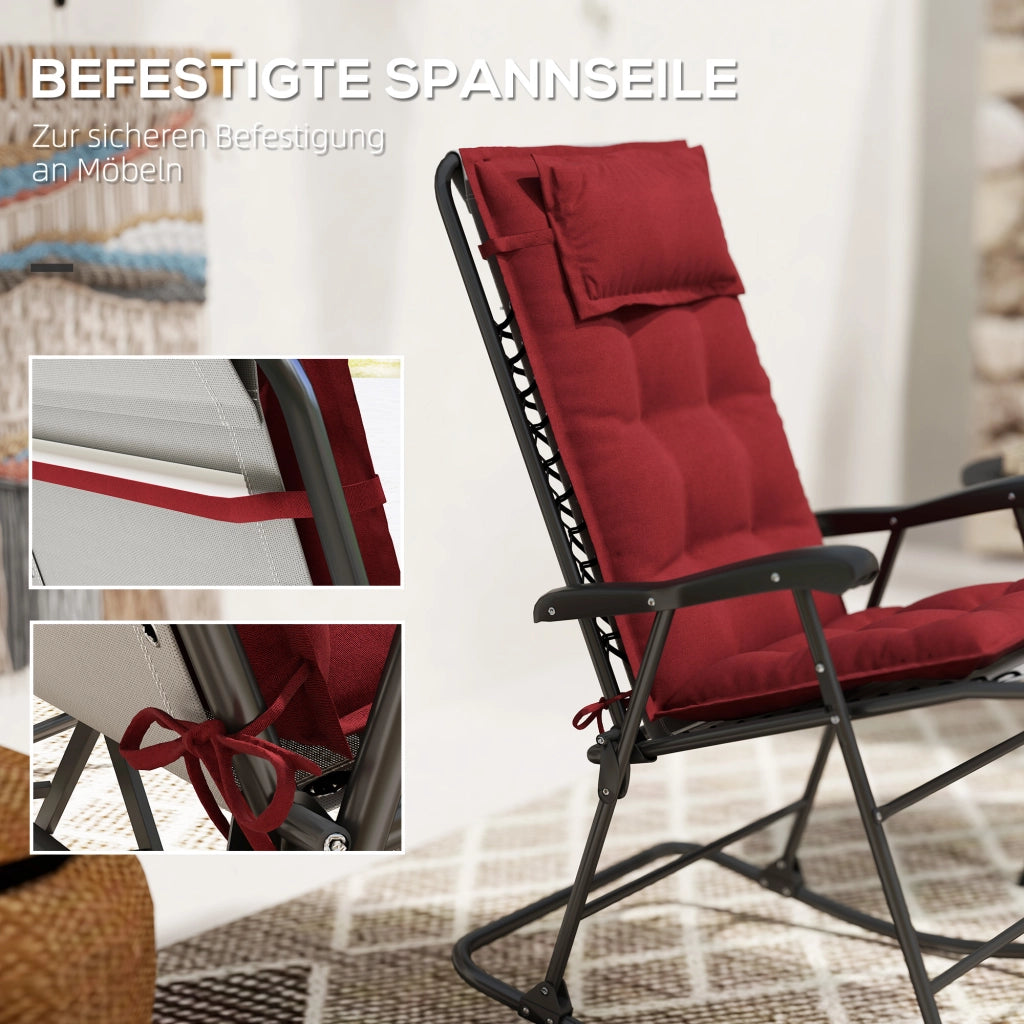 Set Cuscini per Lettino Sole Polipropilene ¨C Minimal ¨C 50x116x5 cm, Rosso Bordo