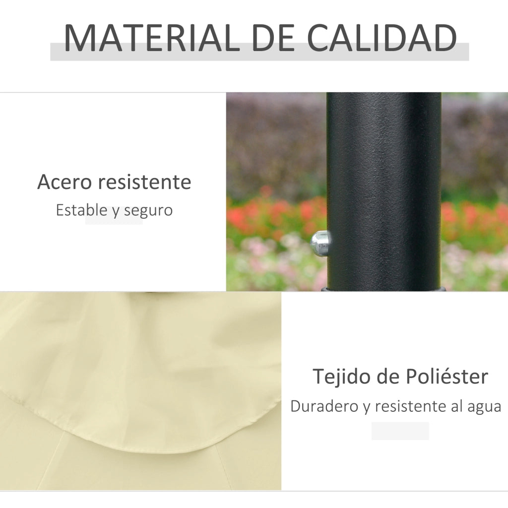 Ombrellone da Giardino con Luci LED Solari ¨C zephmum ¨C Beige ?265 cm