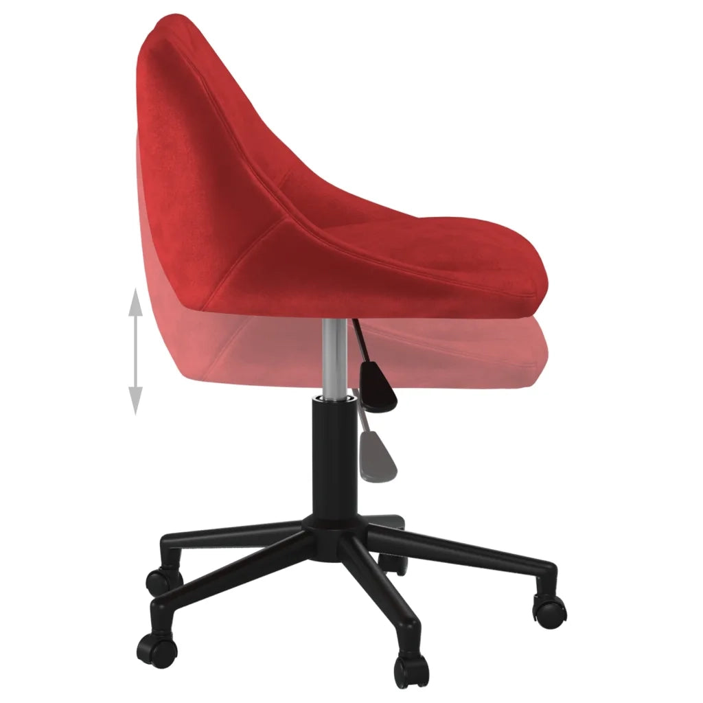 Sedia Girevole da Ufficio Rosso Vino in Velluto 335490
