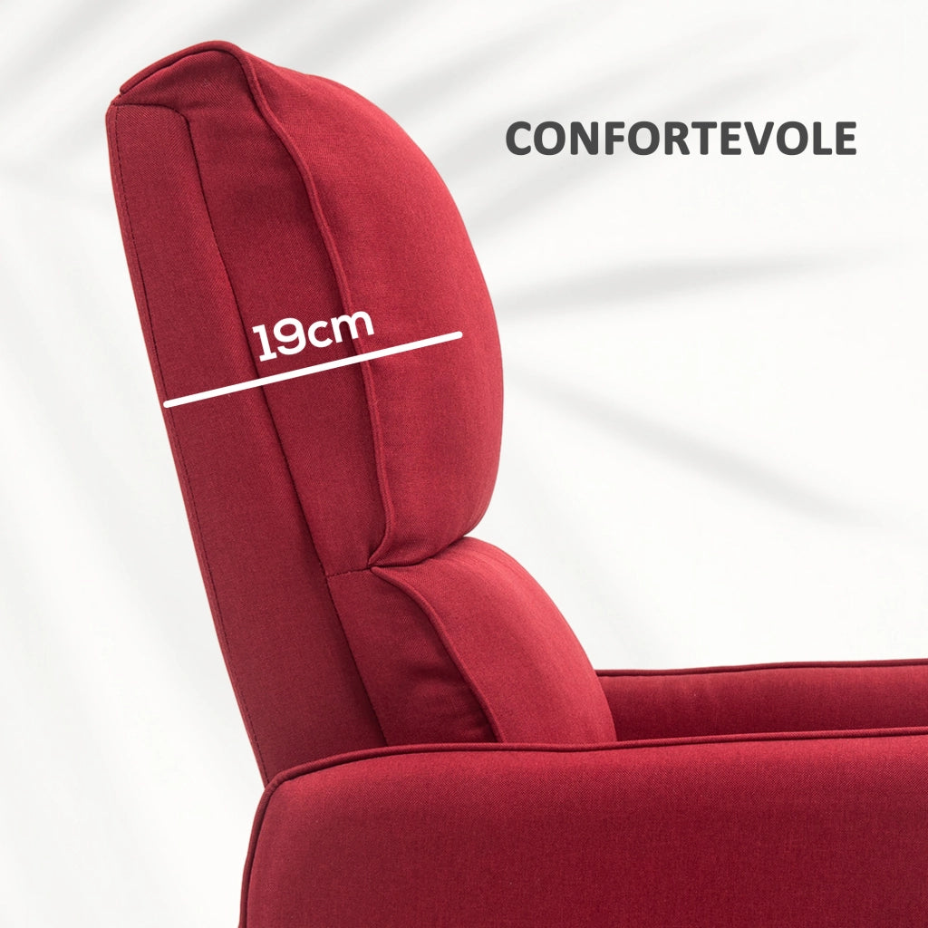 Poltrona Alzapersona Elettrica Reclinabile con Telecomando ¨C Xylo ¨C Tessuto Rosso