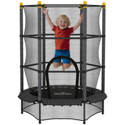Trampolino Elastico per Bambini con Rete di Sicurezza ¨C Minimal ¨C Nero ?140x190 cm