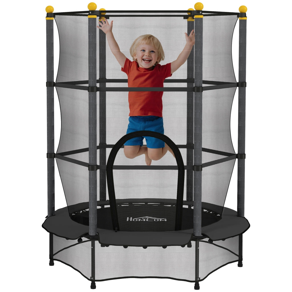 Trampolino Elastico per Bambini con Rete di Sicurezza ¨C Minimal ¨C Nero ?140x190 cm