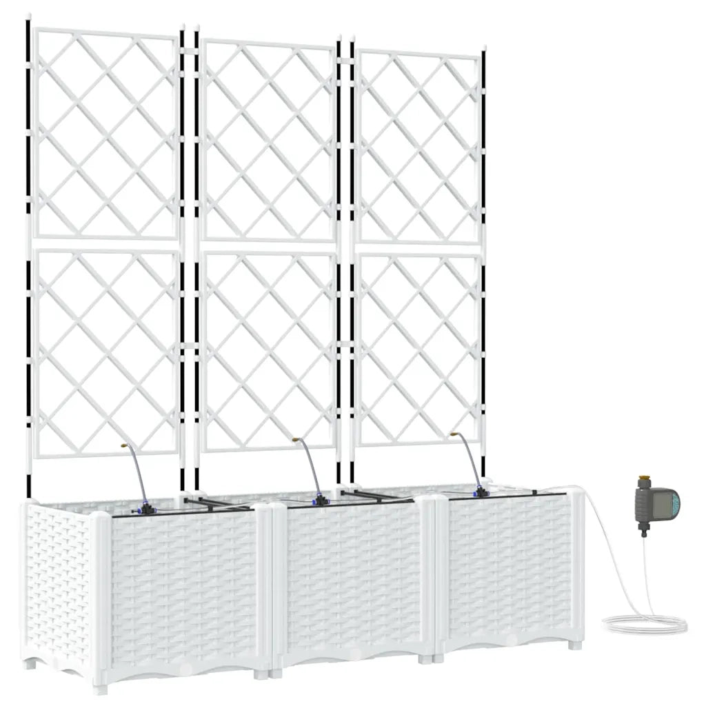 Fioriere | Cassetta per fiori | Vaso da giardino 3 pz Bianco 120 x 40 x 142 cm Plastica