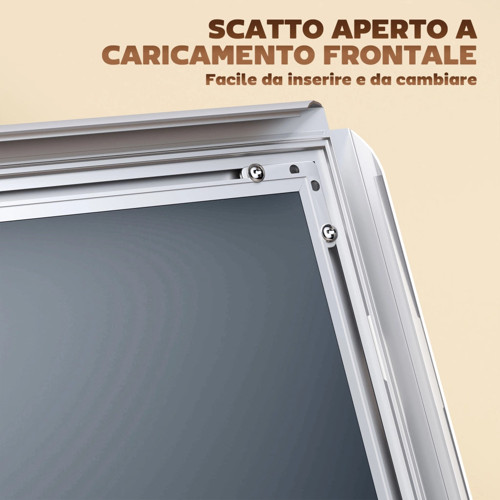 Cavalletto Espositore A3 Regolabile ¨C Minimal ¨C Acciaio e Alluminio, Argento