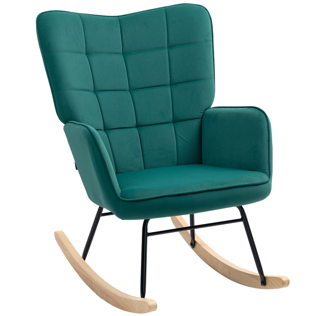 Poltrona a dondolo ¨C Zephmum ¨C Veluto, struttura in acciaio, 71x98x101 cm, Verde