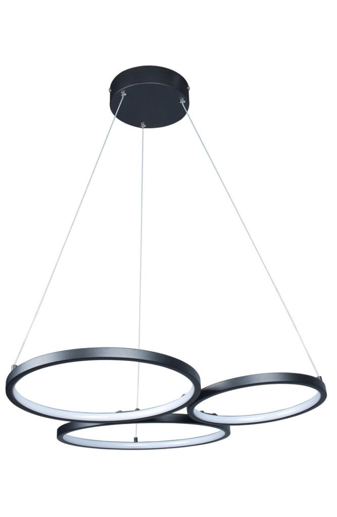 Lampadario LED nero moderno 3 anelli 38W Rabalux Formand