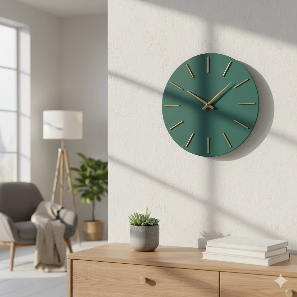 Orologio da Parete  Ø40x5 cm in Legno TimeLine Verde