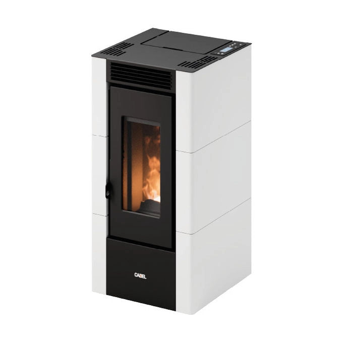 Cadel stufa a pellet Cristal 6 T1, 5,5 kW, ghisa, connettivita' Bluetooth, finitura bianca