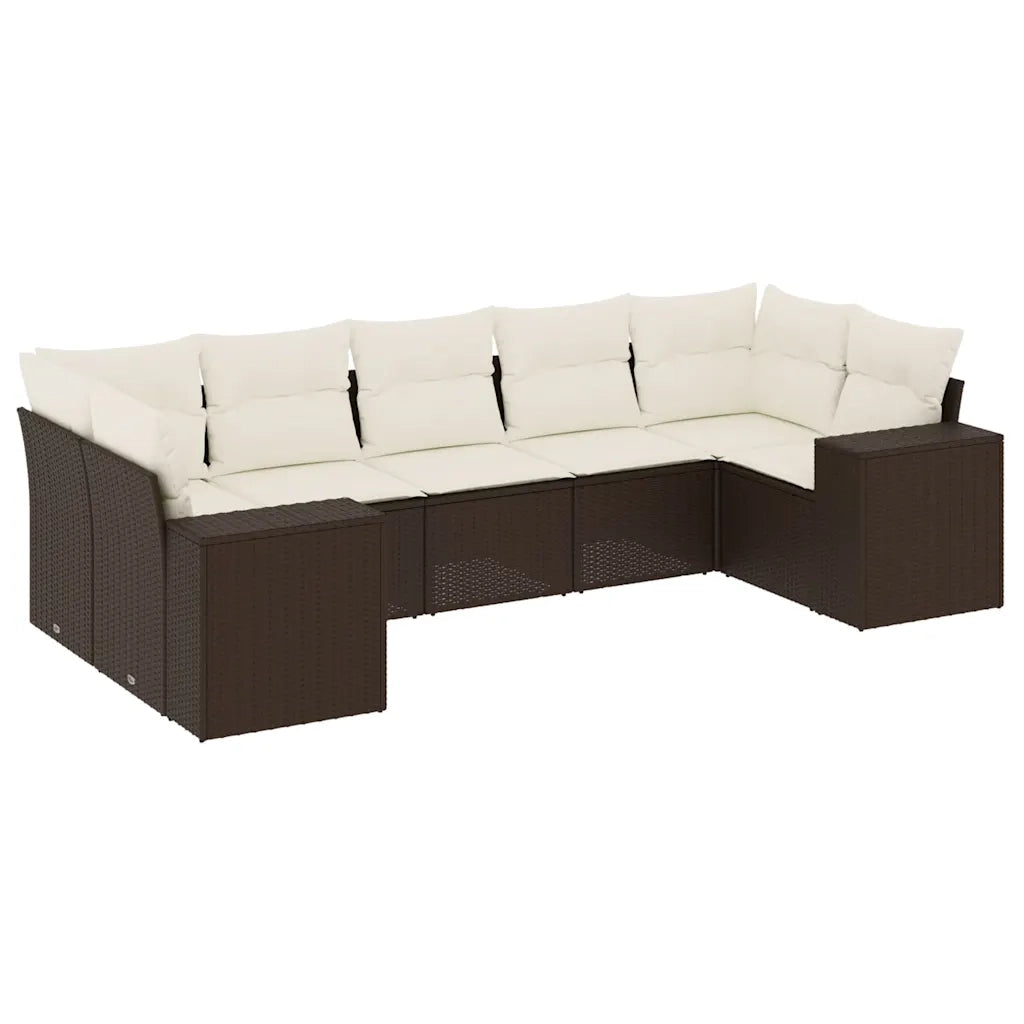 Set Divani da Giardino 7 pz con Cuscini Marrone in Polyrattan 3255330