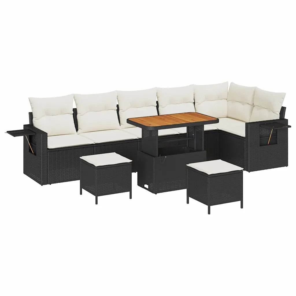 Set Divano da Giardino 9 pcs Nero polyrattan 3361765